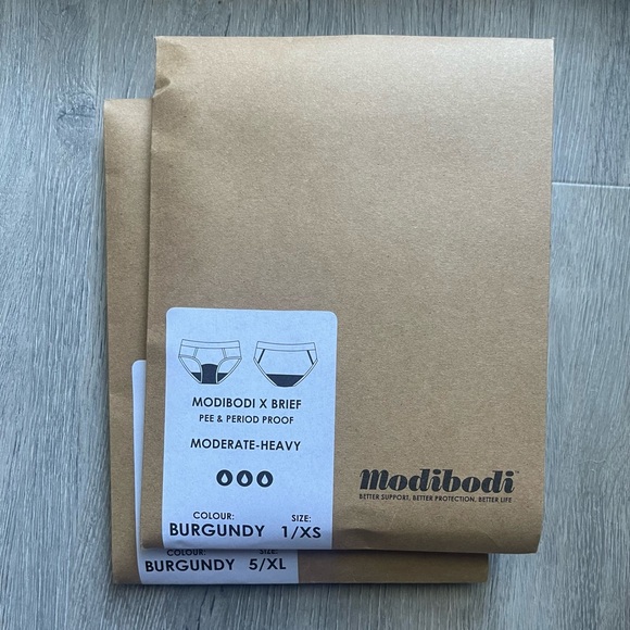 Modibodi X Brief (Moderate-Heavy) Burgundy - Picture 3 of 4